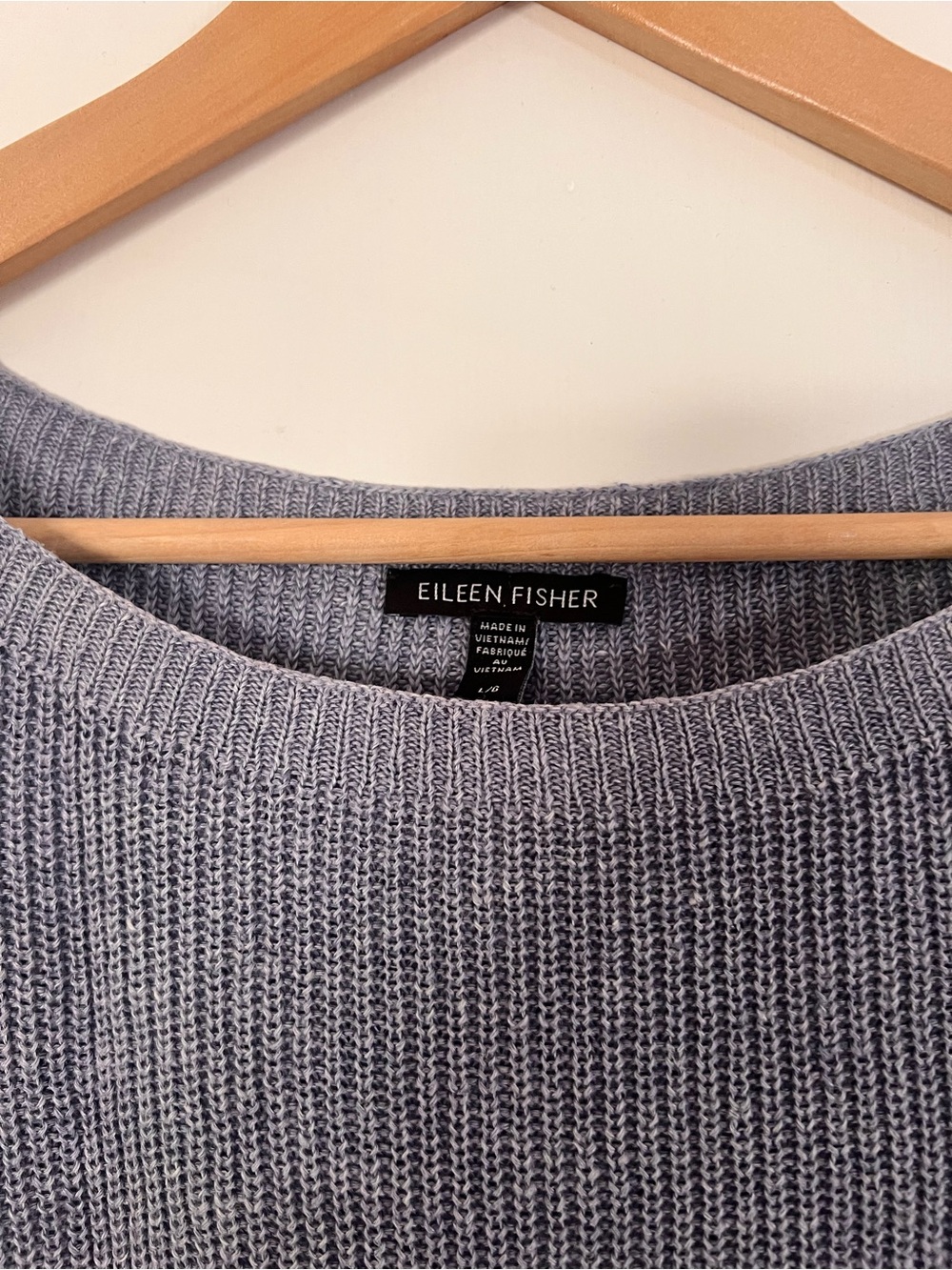 Eileen Fisher 100% organic linen, blue knit tank